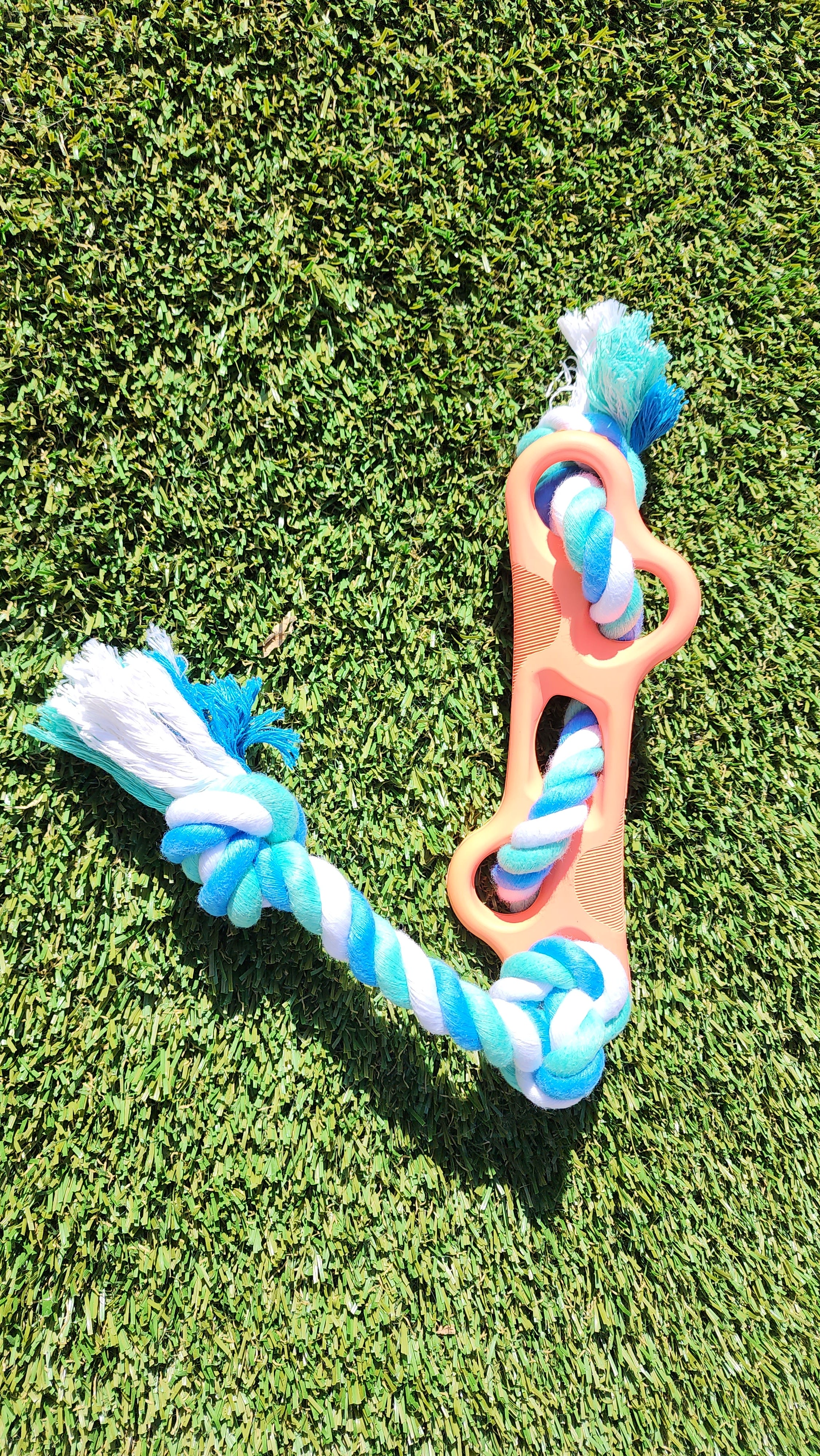 Rubber Bone Chew Toy with Tug Rope thumbnail