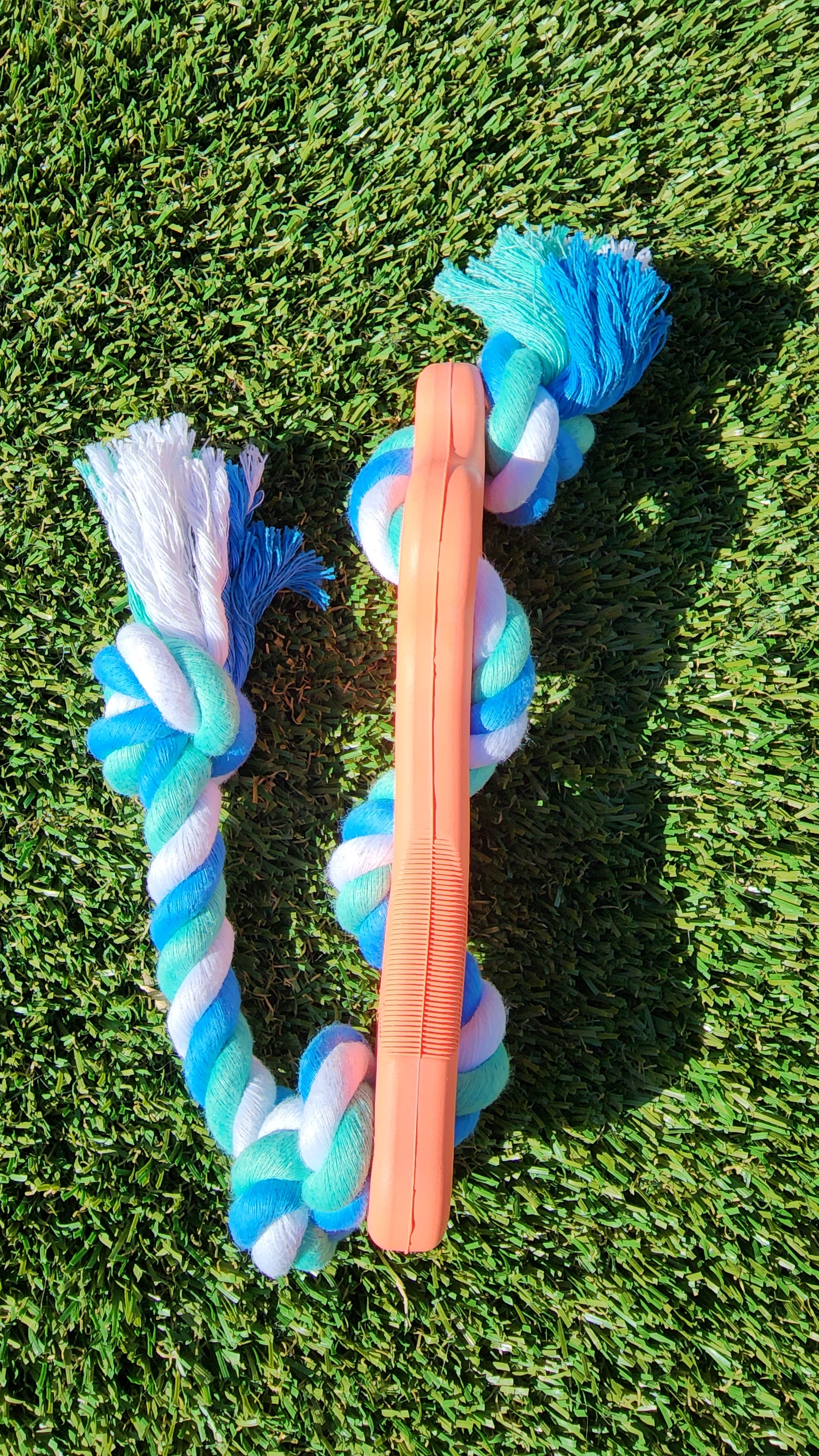 Rubber Bone Chew Toy with Tug Rope thumbnail