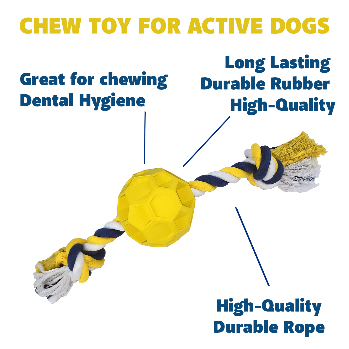 Rubber Soccer Ball Chew Toy with Tug Rope thumbnail
