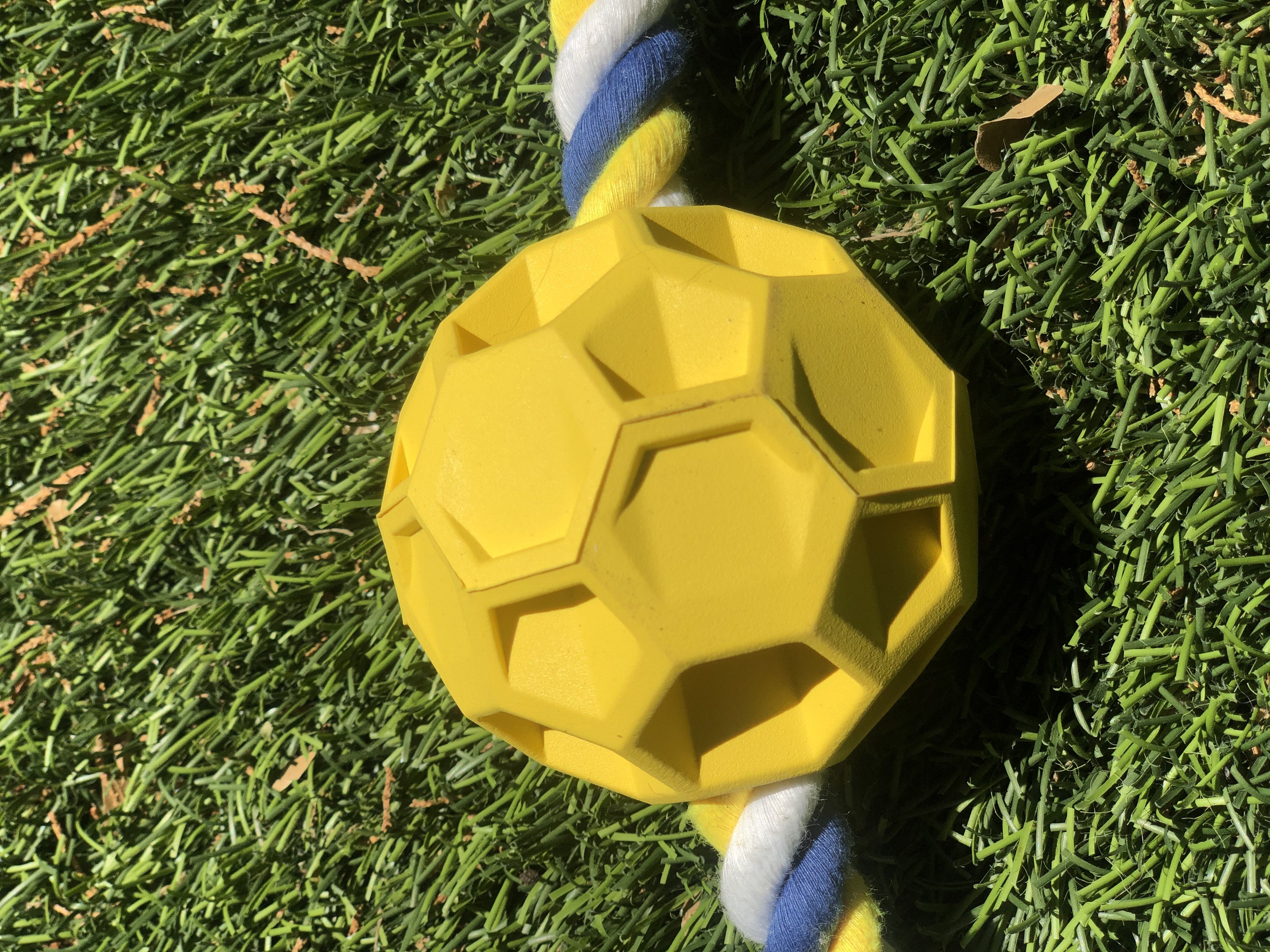 Rubber Soccer Ball Chew Toy with Tug Rope thumbnail