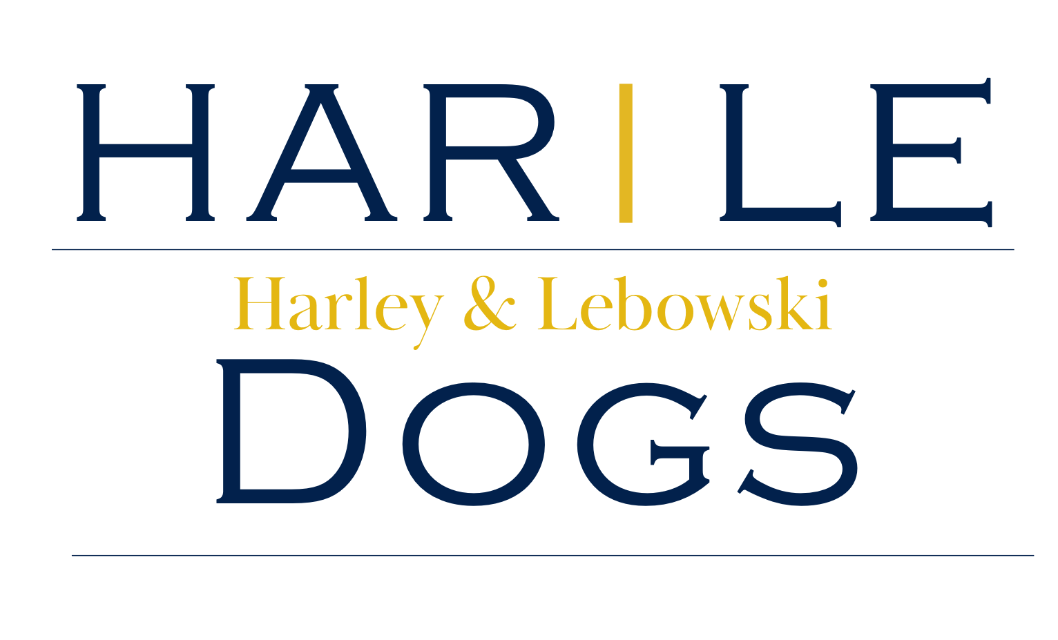 Harle Dogs logo: HAR | LE, for Harley and Lebowski